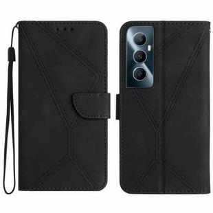 For Realme C65 4G Stitching Embossed Leather Phone Case(Black)