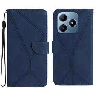 For Realme C63 4G Global/ C61 Stitching Embossed Leather Phone Case(Blue)
