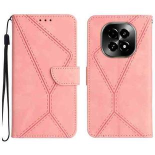 For Realme C63 5G Stitching Embossed Leather Phone Case(Pink)