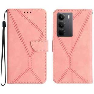 For Realme C75 4G Stitching Embossed Leather Phone Case(Pink)