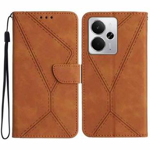 For Realme 14 5G Global / P3 5G Global Stitching Embossed Leather Phone Case(Brown)