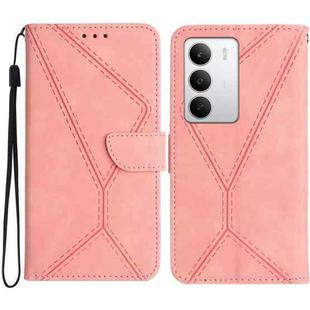 For Realme C75 5G Stitching Embossed Leather Phone Case(Pink)