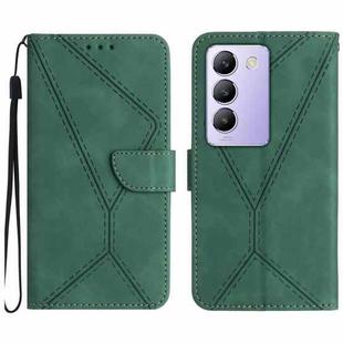 For vivo Y200e 5G/Y100 5G IDN/V30 Lite 5G India Stitching Embossed Leather Phone Case(Green)