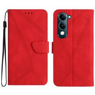 For vivo Y04 4G / Y29s 5G Stitching Embossed Leather Phone Case(Red)