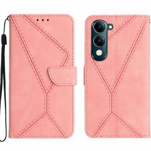 For vivo Y04 4G / Y29s 5G Stitching Embossed Leather Phone Case(Pink)