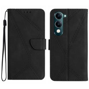 For vivo Y04 4G / Y29s 5G Stitching Embossed Leather Phone Case(Black)