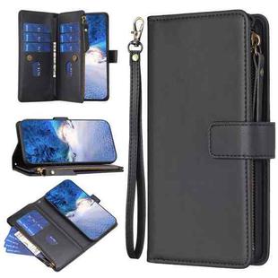 For Realme C53 9 Card Slots Zipper Wallet Leather Flip Phone Case(Black)