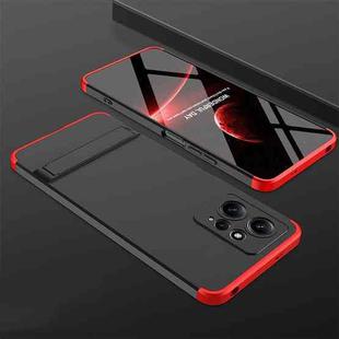 For Xiaomi Redmi Note 12 4G GKK Three Stage Splicing Full Coverage PC Phone Case with Stand(Black Red)