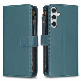 For Samsung Galaxy A14 9 Card Slots Zipper Wallet Leather Flip Phone Case(Green)