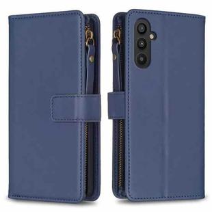 For Samsung Galaxy A24 4G 9 Card Slots Zipper Wallet Leather Flip Phone Case(Blue)