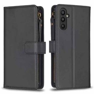 For Samsung Galaxy A34 5G 9 Card Slots Zipper Wallet Leather Flip Phone Case(Black)
