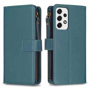 For Samsung Galaxy A53 9 Card Slots Zipper Wallet Leather Flip Phone Case(Green)