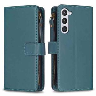 For Samsung Galaxy S23 5G 9 Card Slots Zipper Wallet Leather Flip Phone Case(Green)