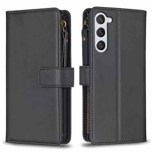 For Samsung Galaxy S23 5G 9 Card Slots Zipper Wallet Leather Flip Phone Case(Black)