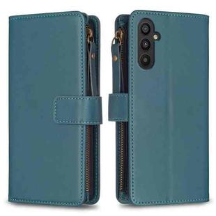 For Samsung Galaxy A25 5G 9 Card Slots Zipper Wallet Leather Flip Phone Case(Green)