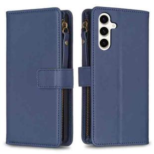 For Samsung Galaxy S23 FE 5G 9 Card Slots Zipper Wallet Leather Flip Phone Case(Blue)