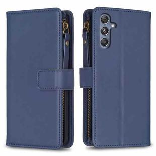 For Samsung Galaxy M34 5G 9 Card Slots Zipper Wallet Leather Flip Phone Case(Blue)