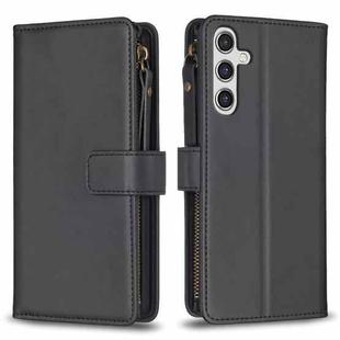 For Samsung Galaxy A35 9 Card Slots Zipper Wallet Leather Flip Phone Case(Black)