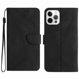 For iPhone 15 Pro Stitching Embossed Leather Phone Case(Black)