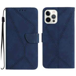 For iPhone 15 Pro Max Stitching Embossed Leather Phone Case(Blue)