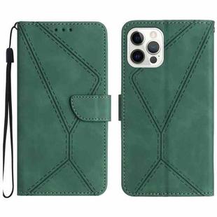 For iPhone 16 Pro Max Stitching Embossed Leather Phone Case(Green)