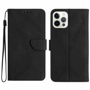 For iPhone 16 Pro Max Stitching Embossed Leather Phone Case(Black)