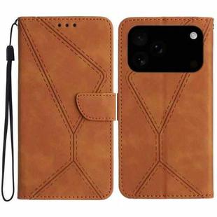 For iPhone 17 Pro Max Stitching Embossed Leather Phone Case(Brown)