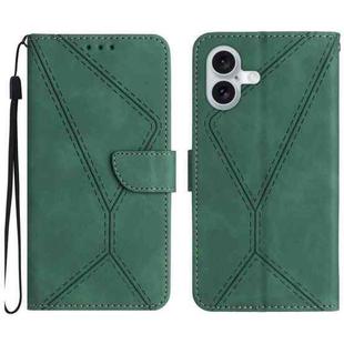 For iPhone 17 Stitching Embossed Leather Phone Case(Green)