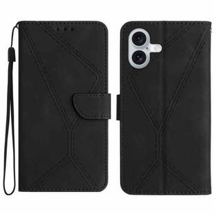 For iPhone 17 Stitching Embossed Leather Phone Case(Black)