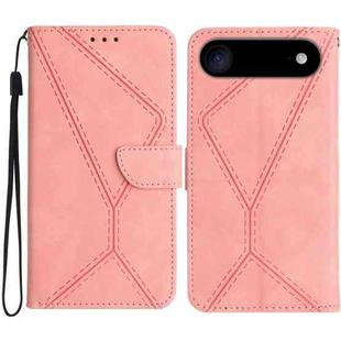 For iPhone 17 Air Stitching Embossed Leather Phone Case(Pink)