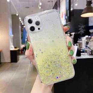 For iPhone 11 Pro Max Starry Gradient Glitter Powder TPU Phone Case(Yellow)