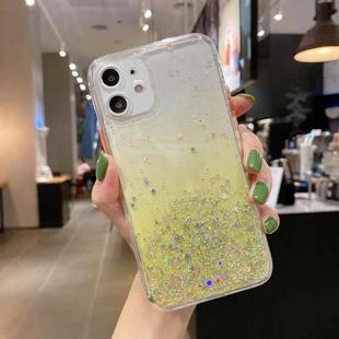 For iPhone 12 mini Starry Gradient Glitter Powder TPU Phone Case(Yellow)