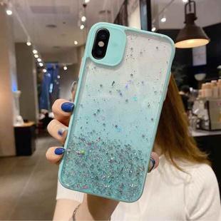 For iPhone XS / X Starry Gradient Glitter Powder TPU Phone Case(Lake Green)