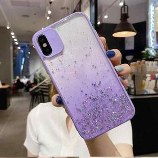 For iPhone XS / X Starry Gradient Glitter Powder TPU Phone Case(Purple)
