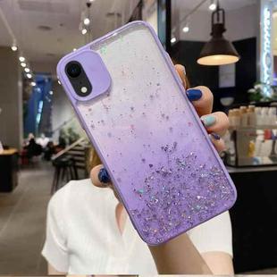 For iPhone XR Starry Gradient Glitter Powder TPU Phone Case(Purple)