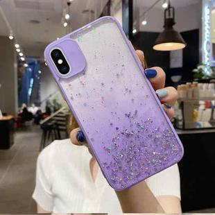 For iPhone XS Max Starry Gradient Glitter Powder TPU Phone Case(Purple)