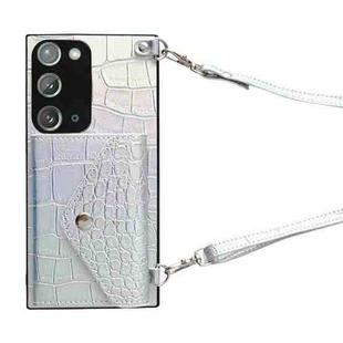 For Samsung Galaxy Note20 Crocodile Texture Lanyard Card Slot Phone Case(Silver)