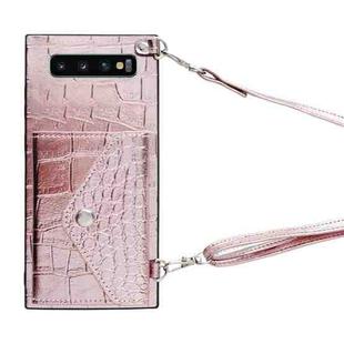 For Samsung Galaxy S8 Crocodile Texture Lanyard Card Slot Phone Case(Rose Gold)