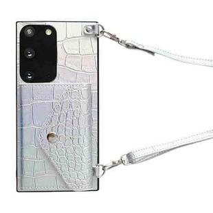 For Samsung Galaxy S20 Crocodile Texture Lanyard Card Slot Phone Case(Silver)