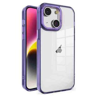 For iPhone 14 Plus Crystal TPU + PC Electroplated Lens Frame Phone Case(Purple)