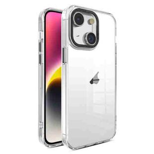 For iPhone 14 Plus Crystal TPU + PC Electroplated Lens Frame Phone Case(Transparent)