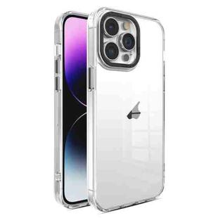 For iPhone 14 Pro Max Crystal TPU + PC Electroplated Lens Frame Phone Case(Transparent)