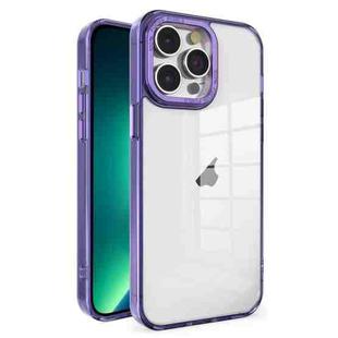 For iPhone 13 Pro Max Crystal TPU + PC Electroplated Lens Frame Phone Case(Purple)