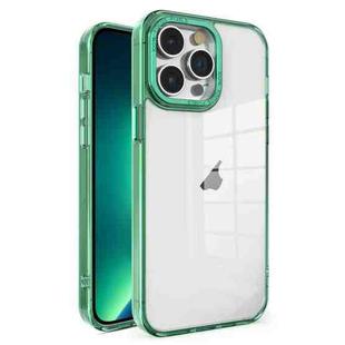 For iPhone 13 Pro Max Crystal TPU + PC Electroplated Lens Frame Phone Case(Green)