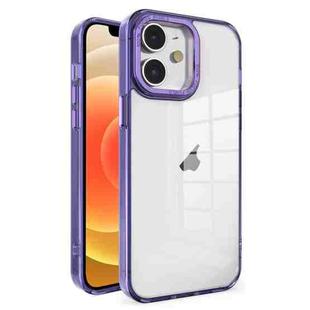 For iPhone 12 Crystal TPU + PC Electroplated Lens Frame Phone Case(Purple)