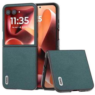 For Motorola Razr 60 Ultra ABEEL Genuine Leather Luolai Series Phone Case(Dark Green)
