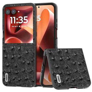 For Motorola Razr 60 Ultra ABEEL Genuine Leather Ostrich Texture Phone Case(Black)