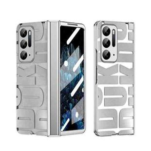 For OPPO Find N Integrated Electroplating Folding Phone Case with Hinge(Silver)