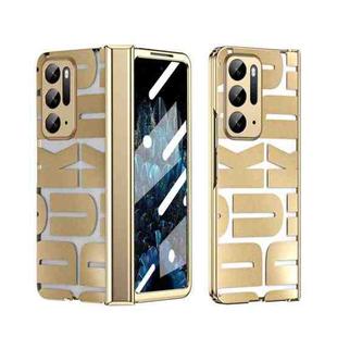 For OPPO Find N Integrated Electroplating Folding Phone Case with Hinge(Tyrant Gold)