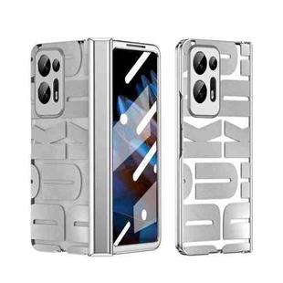 For OPPO Find N2 Integrated Electroplating Folding Phone Case with Hinge(Silver)